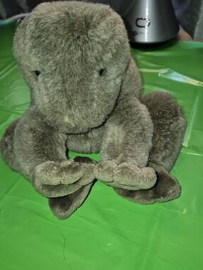 Vintage 1985 Gund Plush Frog "Ribbit" Stuffed Animal - Olive Green..collectible